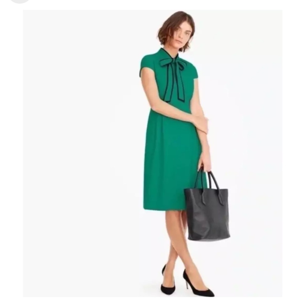 J Crew Bow Tie Neck Dress in 365 Crepe (NWT)